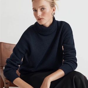 Madewell Navy Cotton Ribbed Turtleneck Sweater Medium